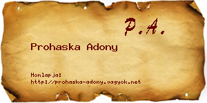 Prohaska Adony névjegykártya
